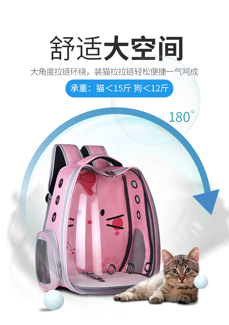 New transparent backpack, pet bag, cartoon portable space capsule, cat bag, dog breathable shopping backpack pic 3