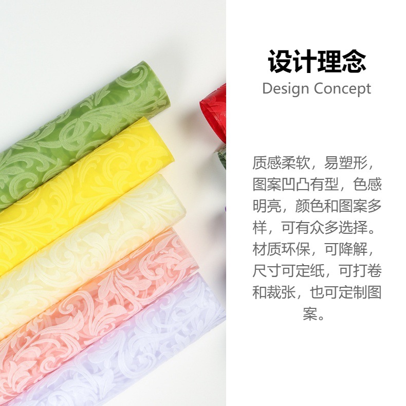 外诗派热卖大玫瑰爱心印花无纺布花束鲜花包装纸环保可降解详情2