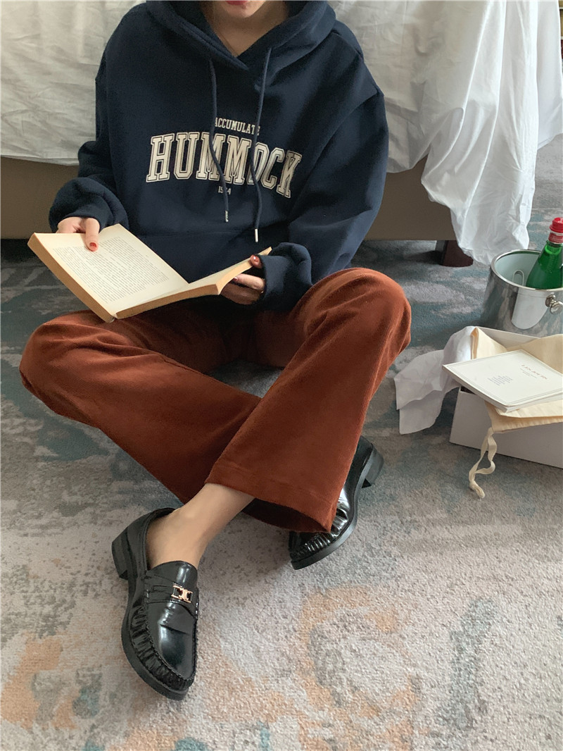 Letter-printed pullover with fleece hooded sweatshirt for women 2023 autumn/Winter new style Korean loose and versatile long-sleeved top pic 31