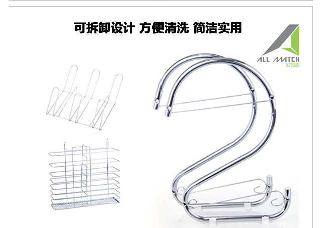 淘居欢厨房双层碗碟置物架 多功能S型沥水架收纳架落地一件代发详情6