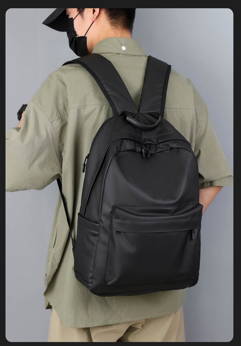 新款时尚潮流双肩包黑色大学生书包休闲大容量男士旅行电脑背包详情4