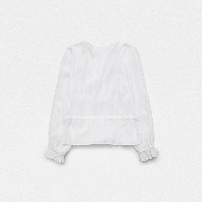 In-stock 2024 autumn new style, the same stylish bow tie drawstring shirt as Han So Hee from Dongdaemun, South Korea pic 56