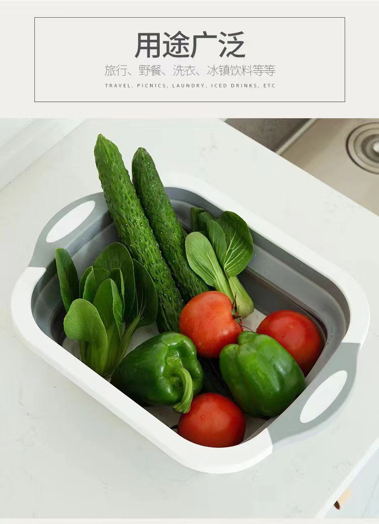 Folding cutting board, dual-purpose cutting board, household sink, anti-slip multi-functional adhesive board, plastic cutting board, hanging for storing vegetables pic 13