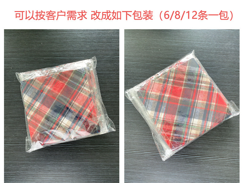 Pet scarf: Fashionable Scottish style checkered dog drool towel, thickened velvet cotton pet triangle towel pic 3