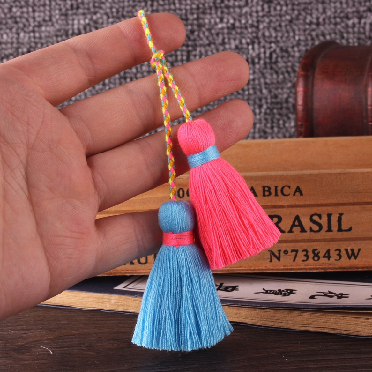 New color-offset double-ended cotton thread tassel handcrafted clothing, cheongsam with lapel button and Chinese-style classical tassel pendant pic 37