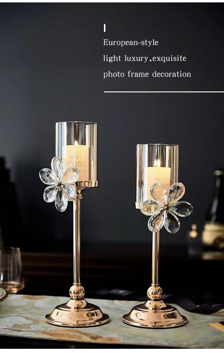 欧式轻奢水晶花瓣玻璃烛台浪漫烛光晚餐家用餐桌装饰摆件家居复古详情8