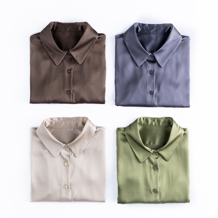 Silk short-sleeved shirt, a new summer professional shirt for women, with a unique design sense and a niche commuting top made of mulberry silk pic 38