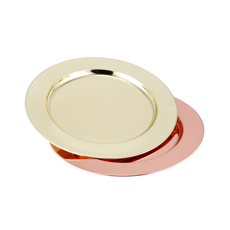 Factory wholesale circular craft plates, electroplated fruit plates, barbecue plates, display plates, and stainless steel round plates pic 3