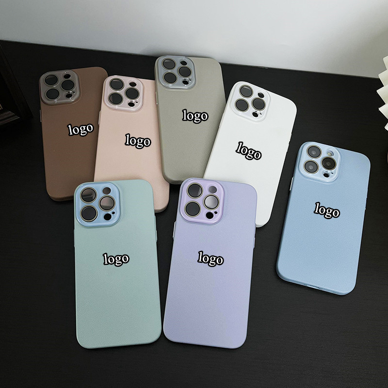 Crystal lens protection is suitable for Apple 15Promax phone case with lychee pattern, PC hard case, iPhone14 lens film scratch-resistant pic 12