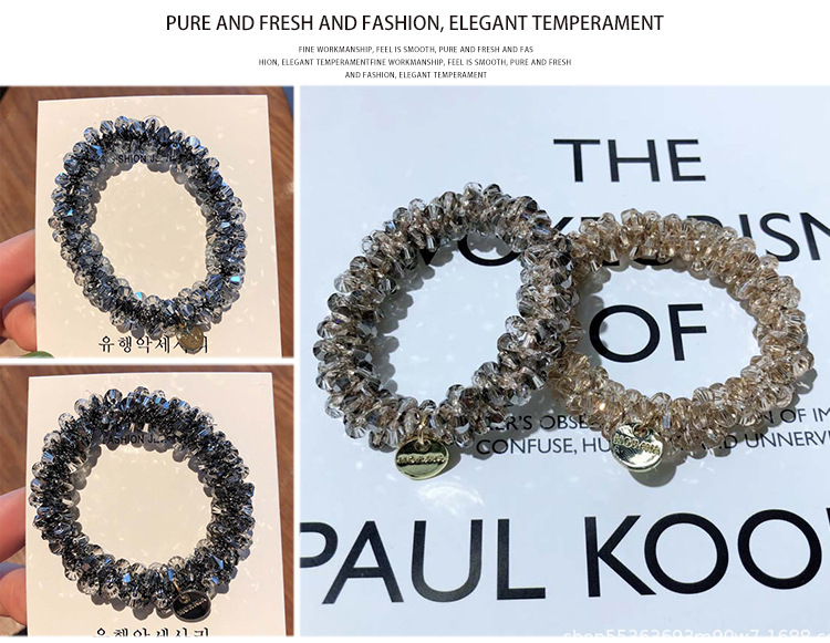 Korean headwear, pearl crystal hair band, bracelet, dual-purpose hair tie, female Internet celebrity, simple and ins fairy-style hair tie, leather band pic 7