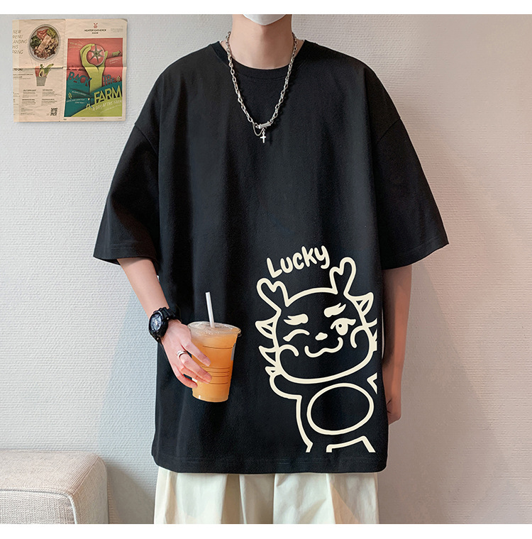 短袖t恤男夏季2024新款卡通印花纯棉半袖宽松潮流情侣休闲体恤衫详情16