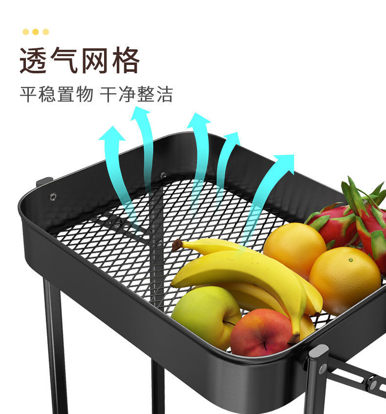 可移动厨房多功能置物架落地多层蔬菜零食收纳折叠小推车储物架子详情24