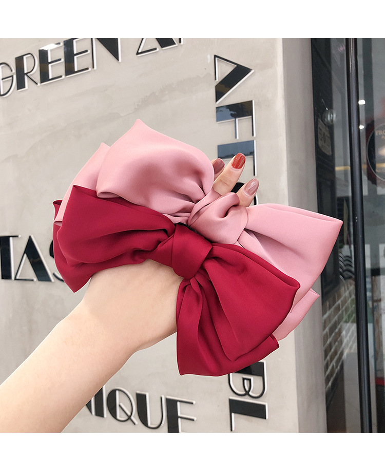 超大黑色蝴蝶结发夹日系大人儿童缎面红色发卡后脑勺弹簧夹子头饰详情14