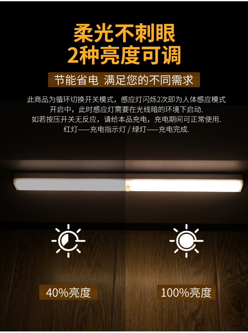 led smart human body sensor light strip, usb charging light, magnetic night light, wardrobe cabinet, milk feeding corridor sensor light pic 4