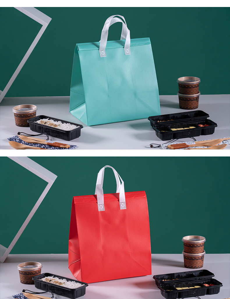Wholesale and customization of non-woven fabric insulated bags, milk tea takeout packaging bags, catering bags, laminated non-woven fabric bags, handbags pic 15