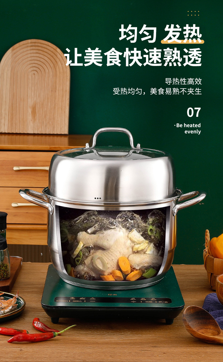 蒸锅家用304不锈钢加厚三层双层蒸馒头蒸笼大容量电磁炉煤气灶用详情16