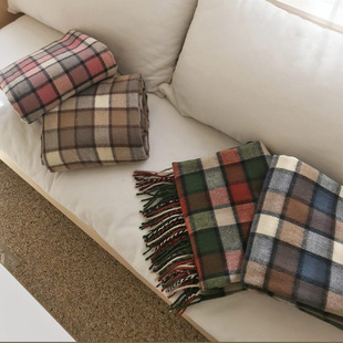 Korean style pink checkered scarf imitating cashmere winter purple scarf 2022 autumn and winter new style widened scarf shawl pic 12