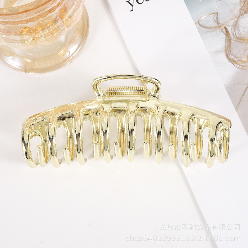 新款金属滴油珍珠水钻发夹流行简约女式发抓网红鲨鱼夹发卡大抓夹详情14