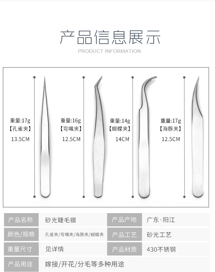 Eyelash extension tweezers, dolphin clips, tweezers set, Golden Feather clips, precision eyelash extension tools, factory in stock pic 5