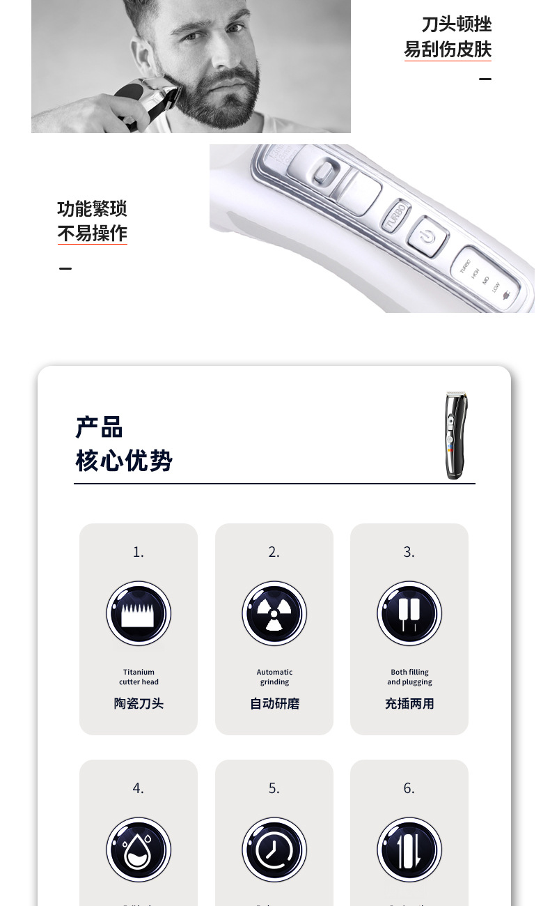 跨境电动理发器发廊电推子液晶数显光头剪发神器理发电推剪批发详情4