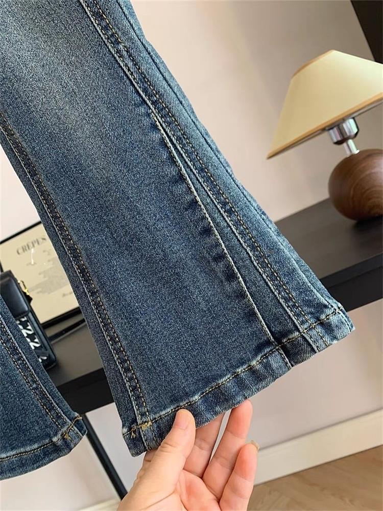 女童春装牛仔裤2024新款女大童春秋款复古时尚洋气学生百搭喇叭裤详情12