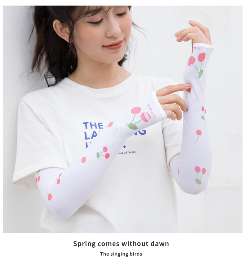 2021春夏季防晒袖套薄款冰丝手袖女骑车户外冰手臂套日系小清新袖详情12