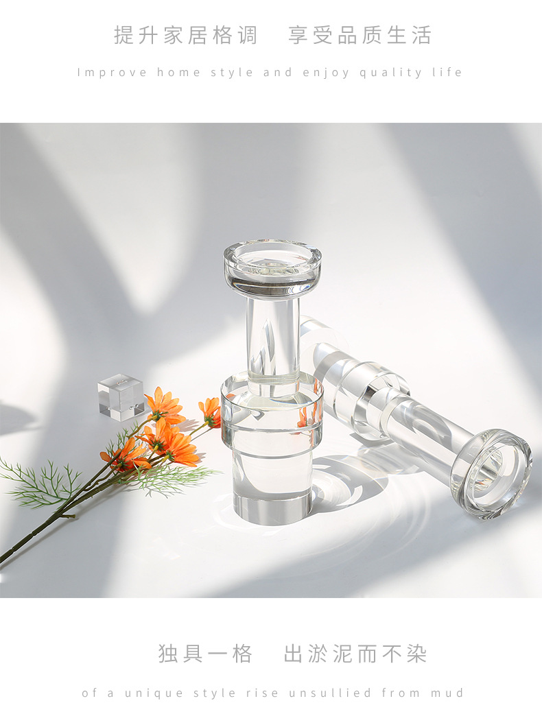 Modern light luxury crystal candlestick ornaments, wedding guide, romantic candlelight dinner utensils for Western restaurants, wholesale of candlesticks pic 25