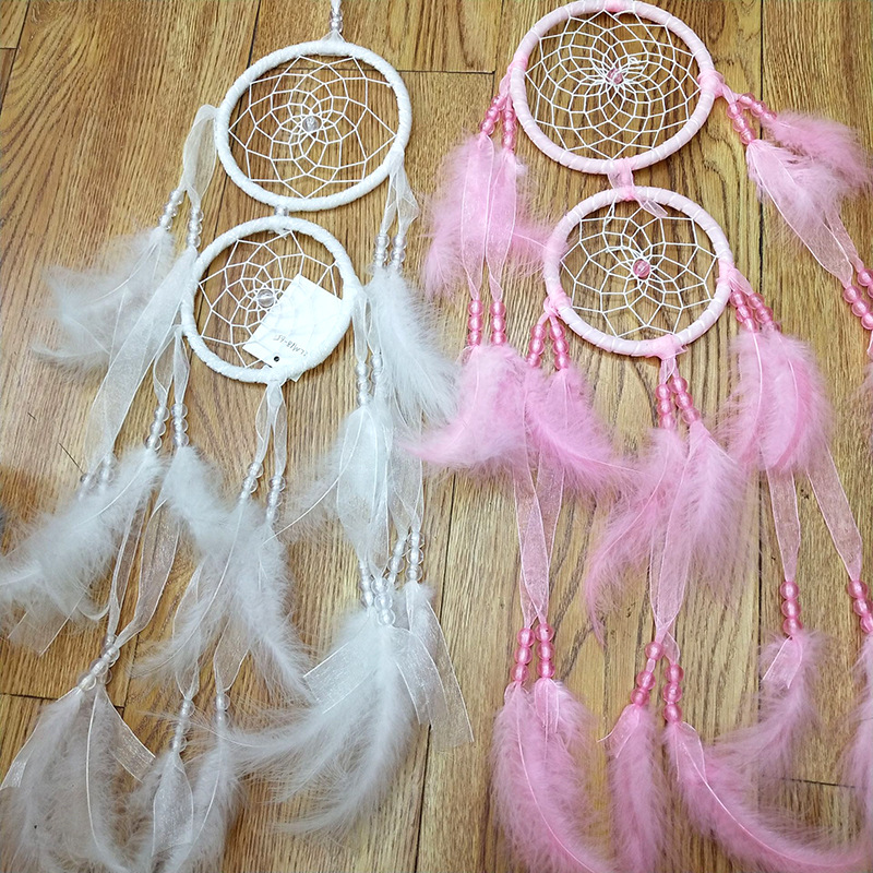 Factory wholesale pink double-disc dreamcatcher nets, home decoration dreamcatcher net pendants, creative wind chimes, dreamcatcher nets pic 18
