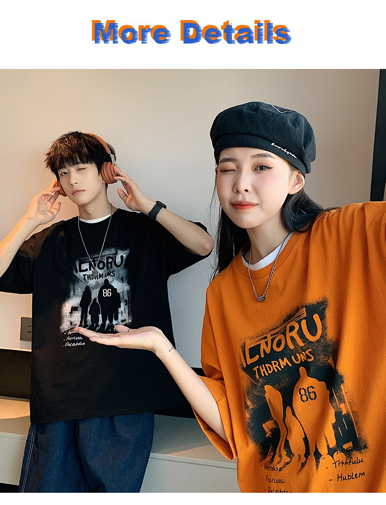 短袖t恤男夏季2025新款潮流半袖男款上衣宽松潮牌情侣五分袖衣服详情8