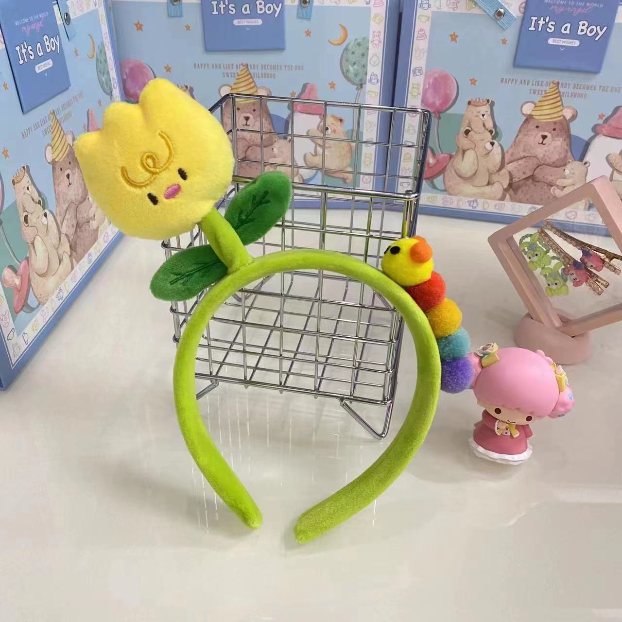 郁金香毛毛虫发箍大人儿童通用可爱头箍拍照道具头饰花朵发饰批发详情5