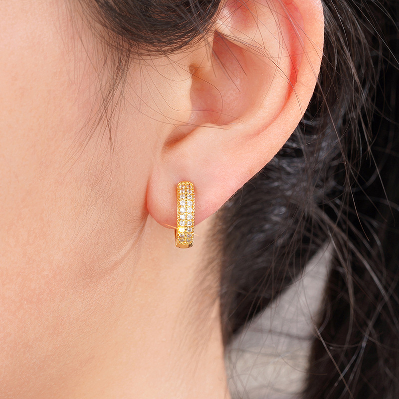 曹适欧美跨境热销女士耳环 简约微镶嵌锆石饰品 小巧精致日常首饰详情3