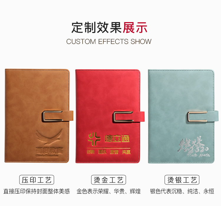 创意日记本a5加厚记事本套装 b5本子订制 商务笔记本定制可印logo详情5