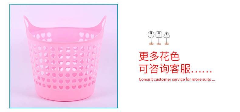 Factory wholesale household plastic storage baskets, simple dirty clothes storage baskets, circular grid hand-held dirty clothes baskets pic 6