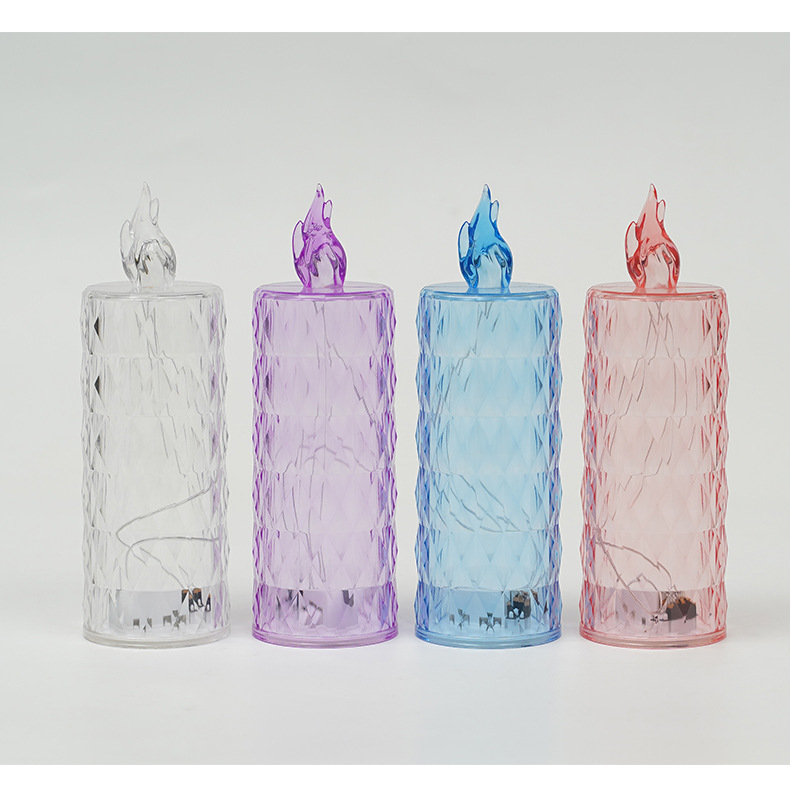 Wholesale transparent diamond-shaped LED electronic candle lights, birthday, wedding decoration, Christmas, Halloween projection atmosphere lights pic 10