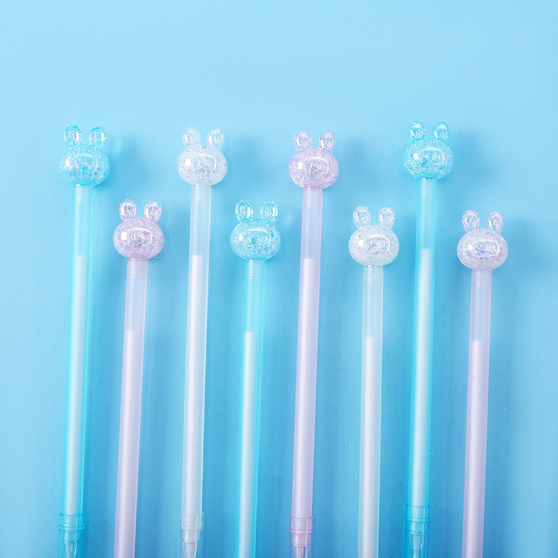 Wholesale of Korean-style creative crystal head shaped rabbit-shaped gel pens with dazzling laser designs for students pic 18