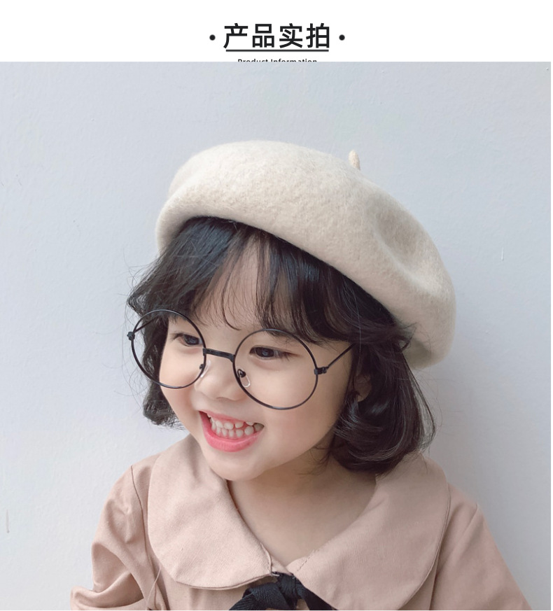 Korea otoño invierno boina niño moda retro 90% cachemira princesa calabaza sombrero niña pintor sombrero de copa pic 8
