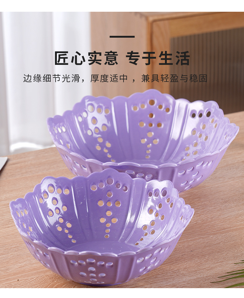 Fashionable octagonal hole hollowed-out Chenjing best-selling melamine fruit plate, imitation porcelain creative fruit basket, kitchen draining basket, vegetable basket pic 16