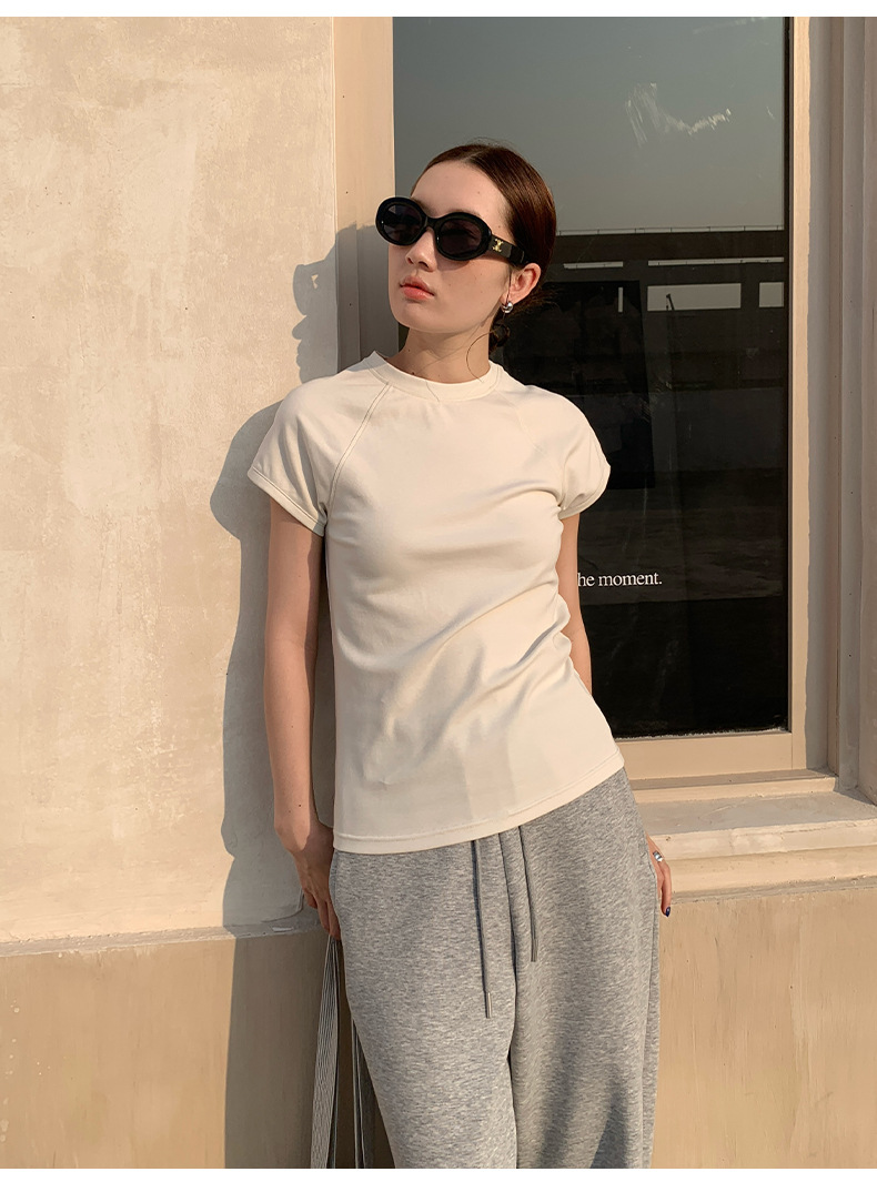 【7色可选】圆领净版短袖T恤女2025春夏新款韩版休闲百搭上衣T026详情17