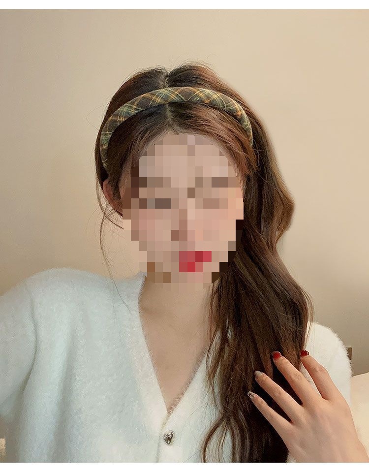 学院风格纹发箍女款头饰百搭复古气质外出发卡布艺压发细头箍发饰详情9