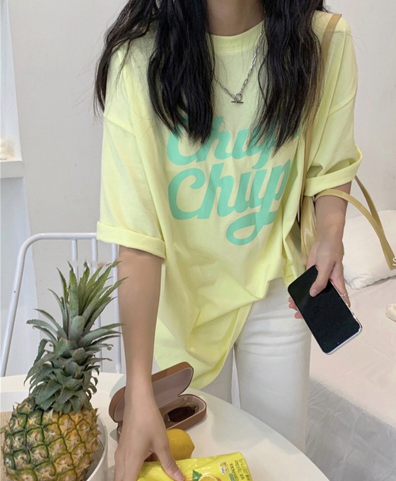 宽松圆领中长款短袖T恤女夏季时尚韩版棉质舒适减龄休闲上衣代发详情11