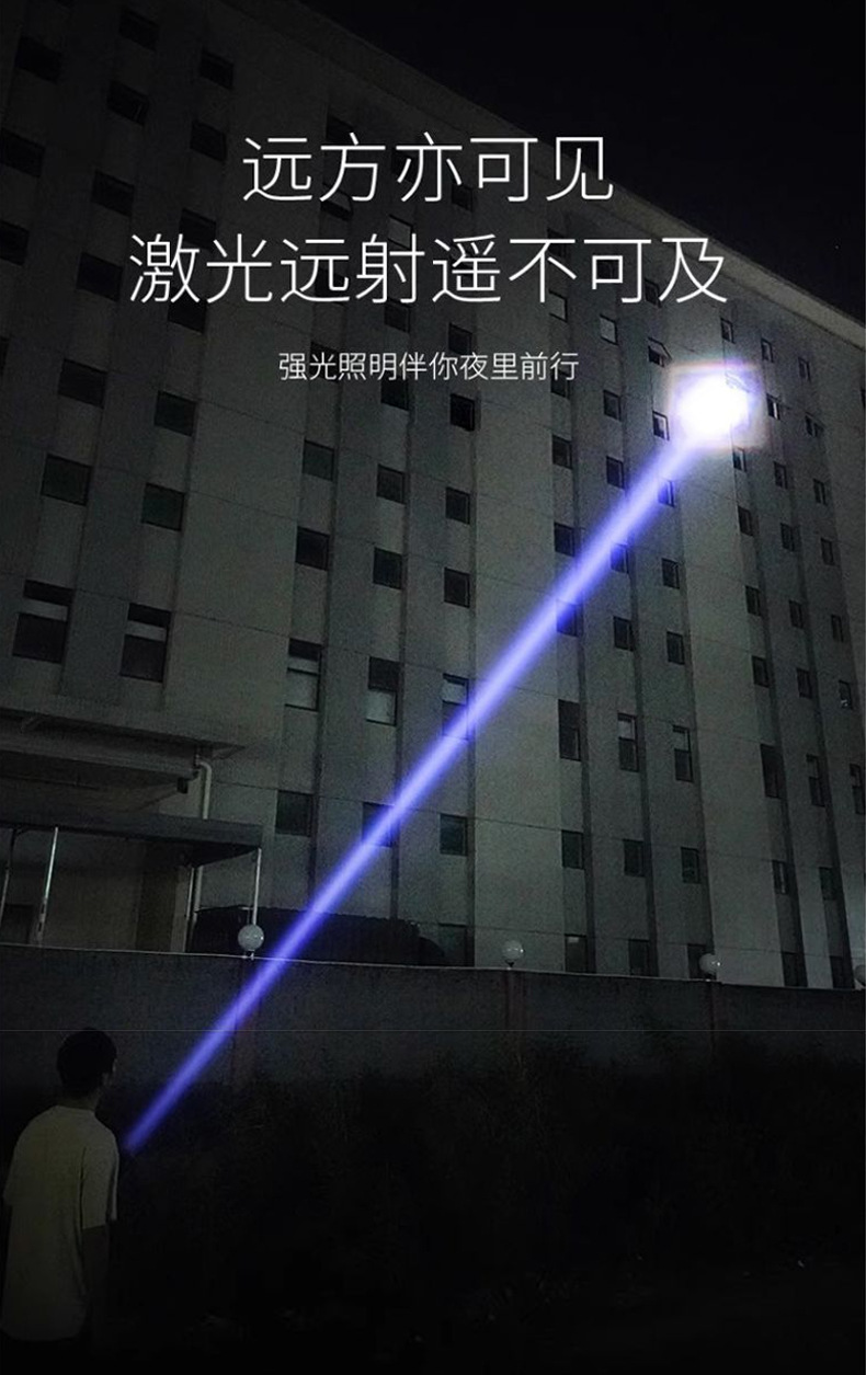 跨境爆款手电筒强光长续航usb充电户外照明白激光手电带cob工作灯详情3