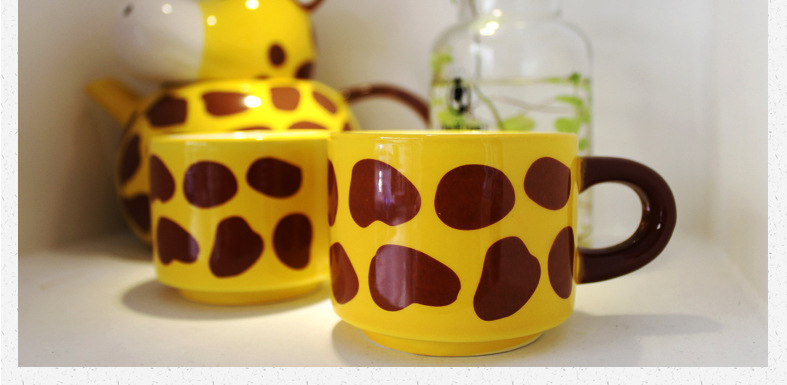 Cute long-necked deer animal set mug, creative cartoon drinking water ceramic cup, birthday set gift pic 6