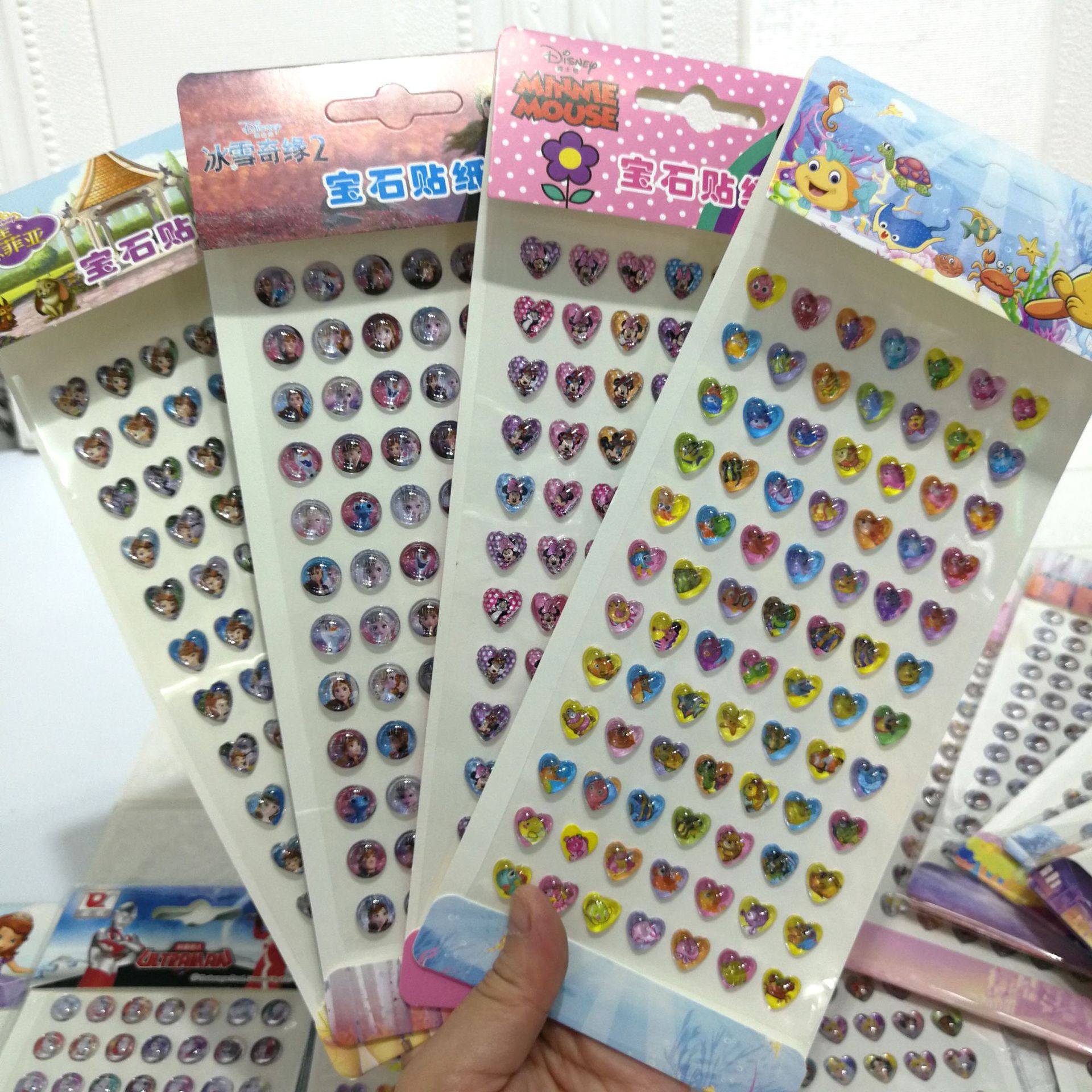 Officially authorized cartoon acrylic diamond and gemstone stickers, heart-shaped 10mm round diamond stickers, DIY mobile phone stickers pic 2