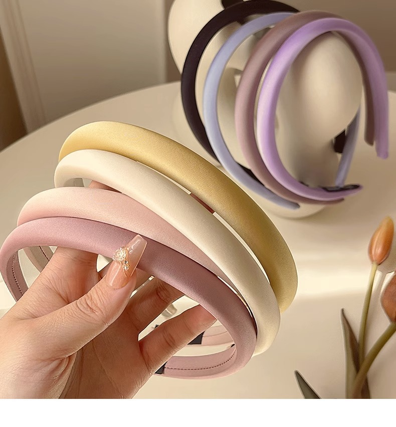 Spring new solid-color satin hair band for women, high head pressure headband, high-end and light luxury hair tie and hairpin headwear pic 18