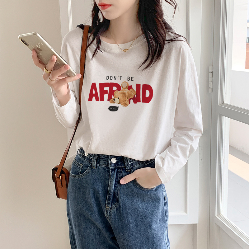 代发供货 加厚精梳纯棉春秋装女装长袖T恤印花内百搭上衣打底衫详情23