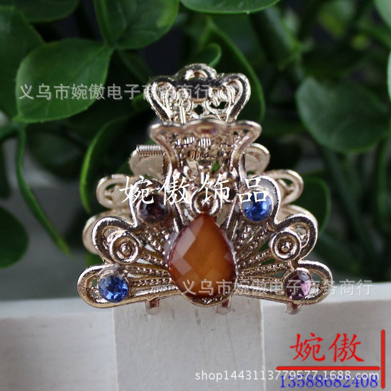 Alloy diamond-encrusted small claw clips, grab clips, hair clips, gold and silver, Yiwu two-yuan store small commodity headwear wholesale pic 29