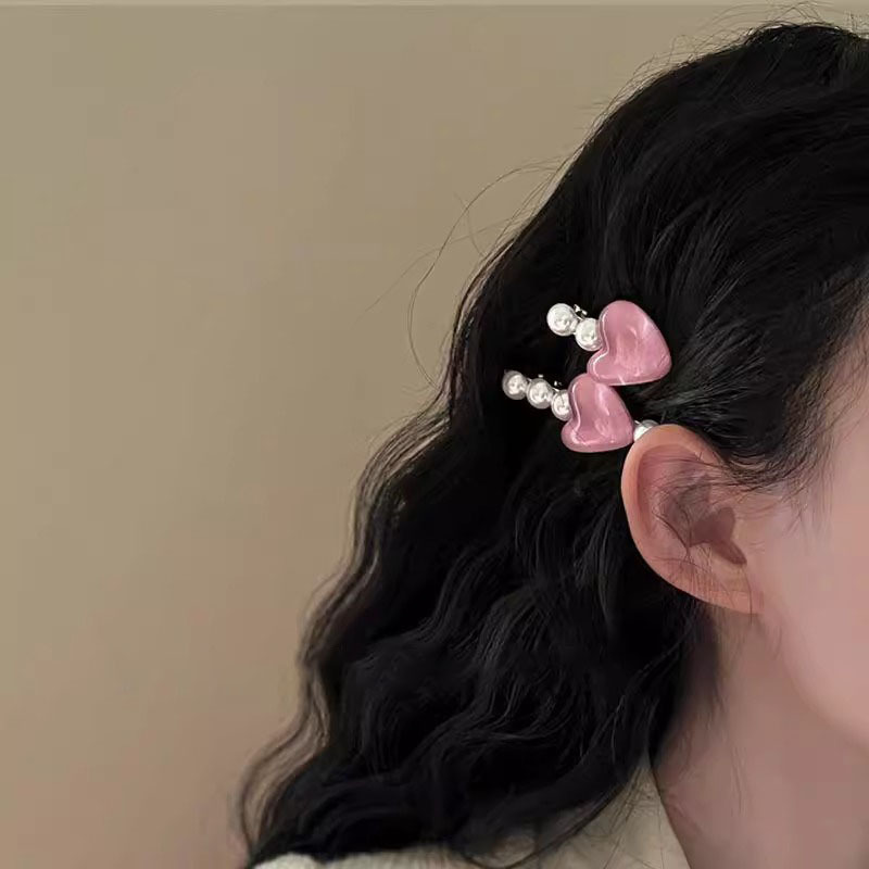 Sweet pearl heart-shaped hair clips, forehead fringe clips, girlish princess hair clips, cute duckbill clips, hair accessories pic 11
