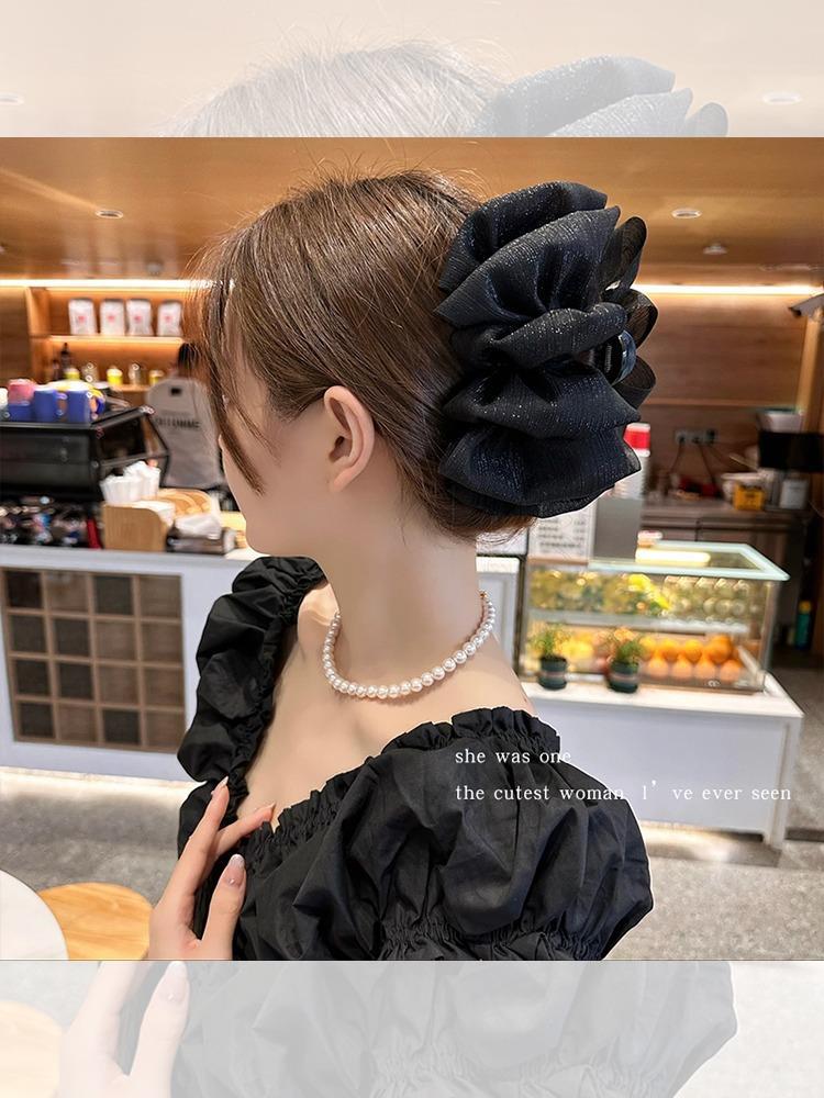 High-end bubble mesh fabric bow clip hair clip for women, large shark clip hair clip headwear at the back of the head pic 38