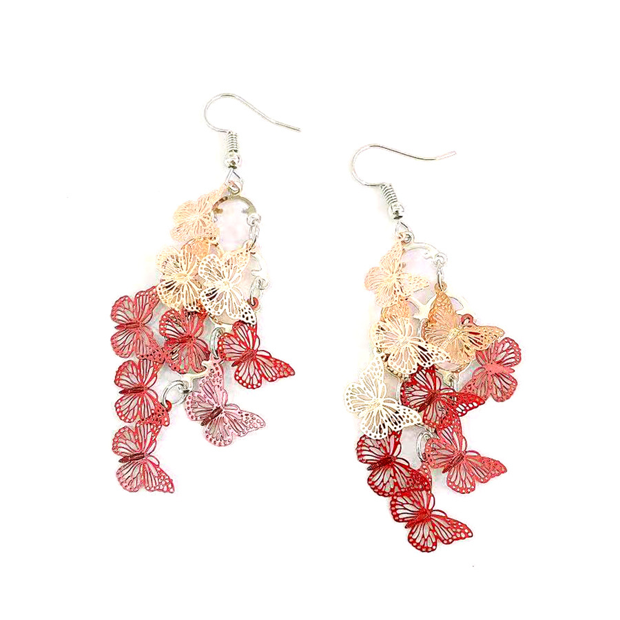 New diagonal flying seven-color dynamic butterfly earrings, European and American cross-border small nine-piece color-blocking computer piece earrings color order pic 11