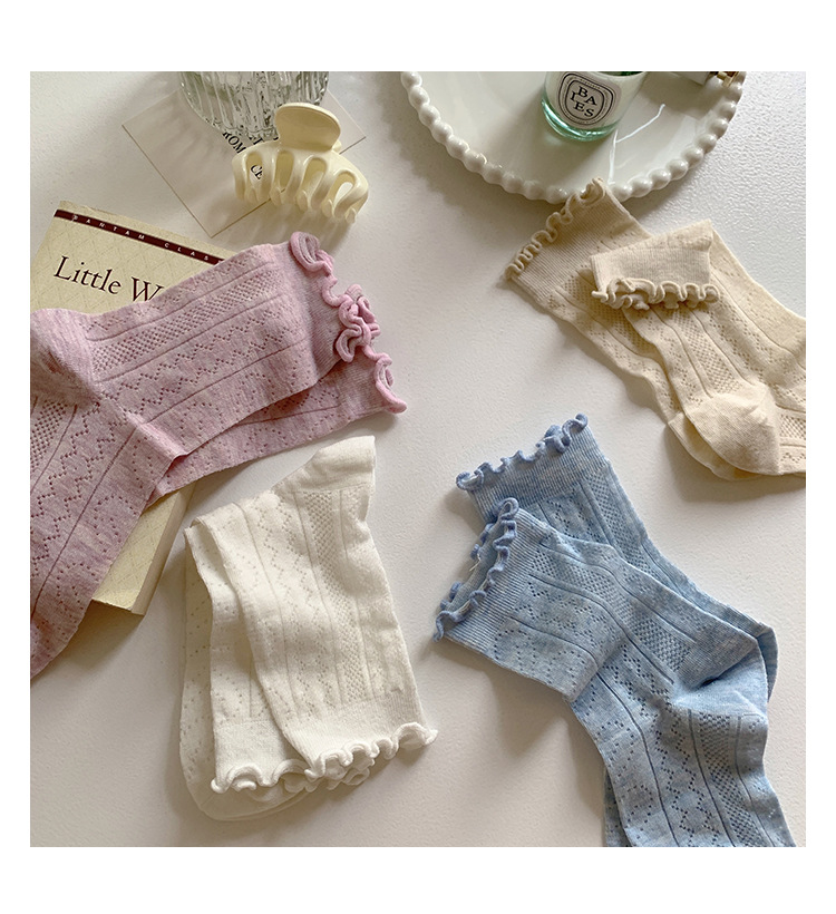 袜子女中筒袜ins潮春秋季薄款日系甜美可爱木耳边长袜夏天堆堆袜详情7